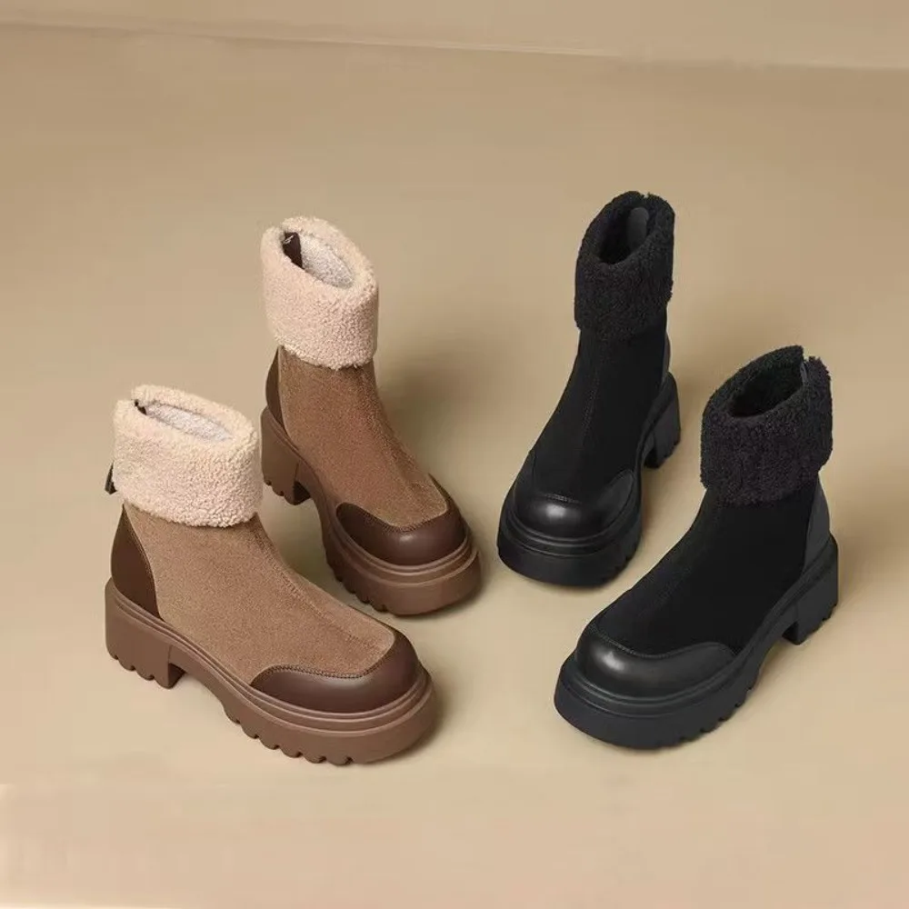 Snow boots for women,2024 autumn and winter new style,with plush, thick heel, cotton boots, thick sole, small height,short boots image 2