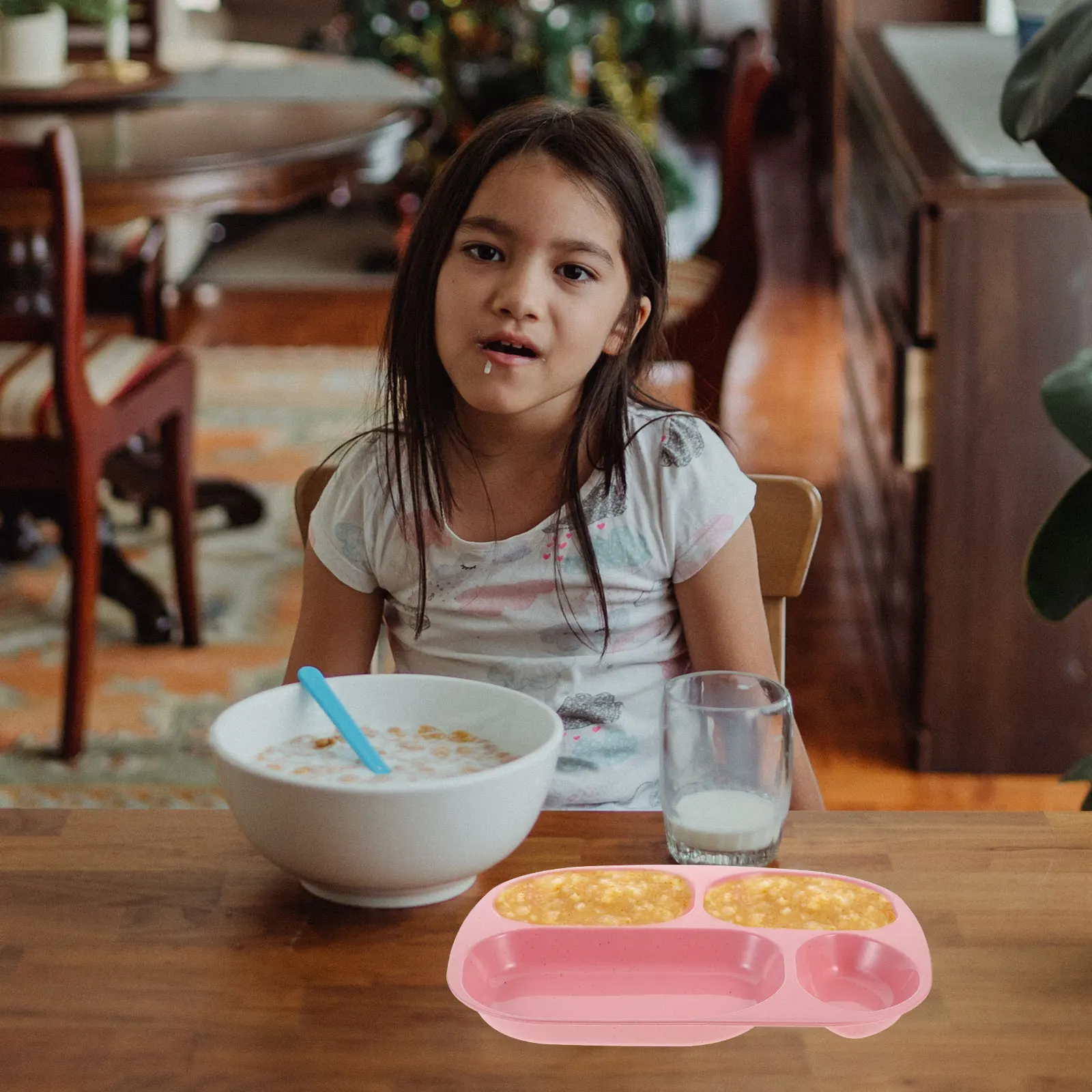 

Divided Food Kids Dinner Reusable Compact Easy Washable Divided Plates Clean Safe Material Home Kitchen Plates