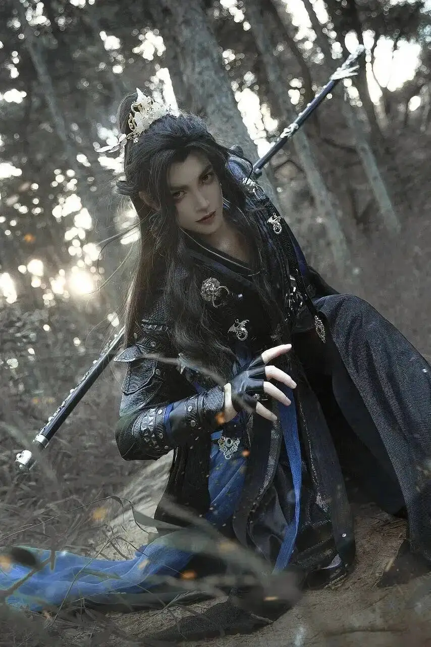 Geng Sha Po Lang Chang Anime Cosplay Costume Black Hanfu Adult Men Full Set Derived Clothing Gu Yun Light Armor COS