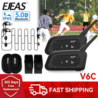 EJEAS V6C PRO Original Referee Intercom Headset Full Duplex Bluetooth Headphone Waterproof Football Referee Earhook Communicator