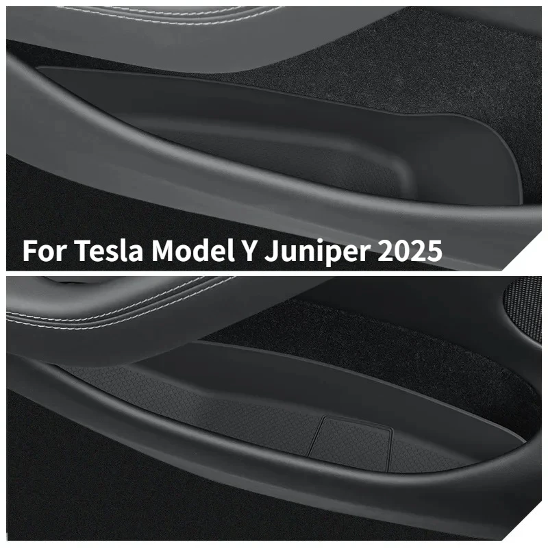 

Car Door Side Storage Box For Tesla Model Y Juniper 2025 Front Rear Door Handle Armrest Tray Organizer Anti-dust Car Accessories