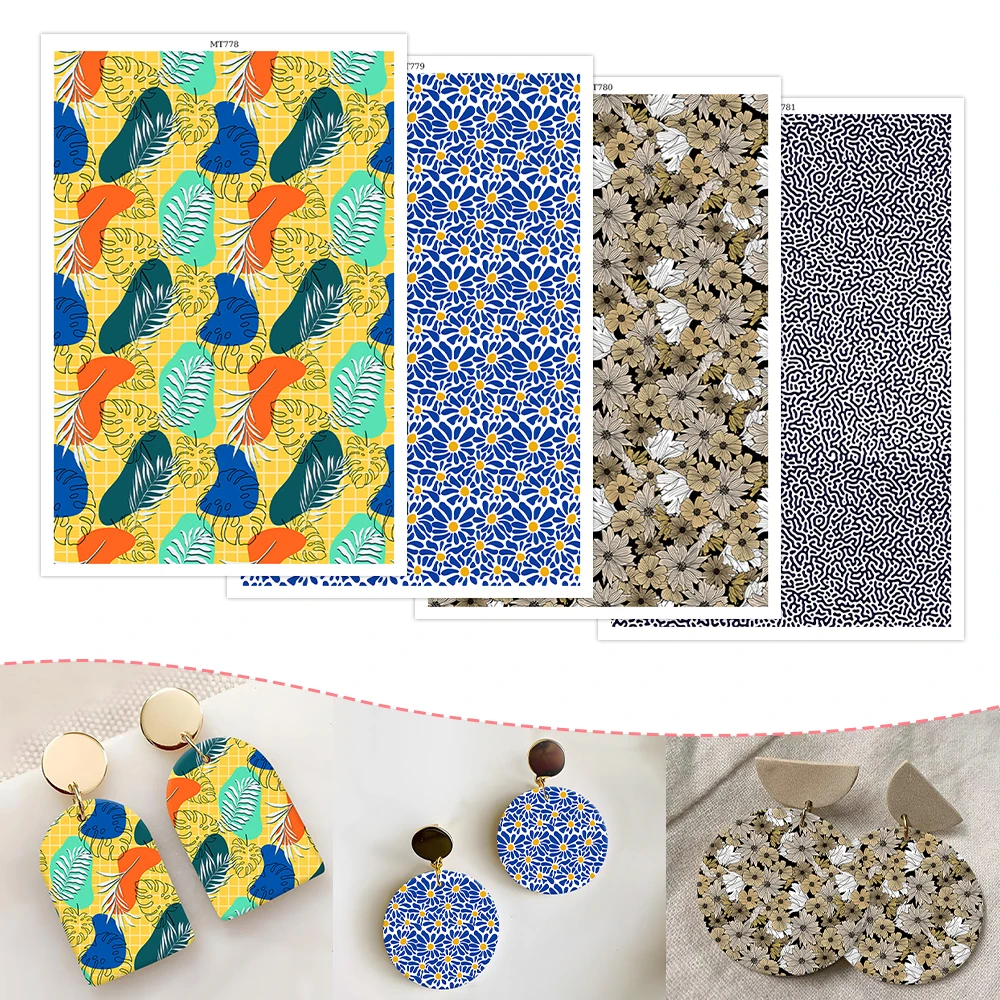 

Turtle Dorsal Leaf Blue Floral Pattern Soft Ceramic Earrings Water Soluble Disposable Sticker for Diy Jewelry Making Decal 2025