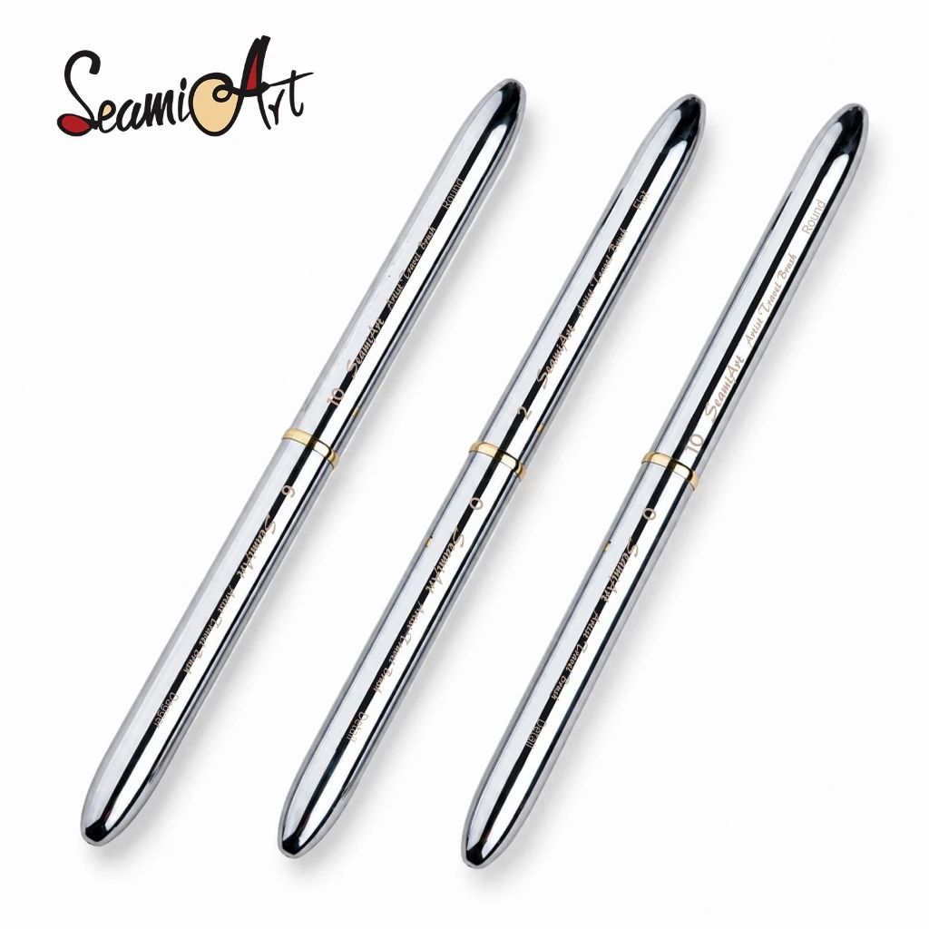 Pincel de Viagem SeamiArt com Ponta Dupla, Pincel de Nylon Portátil para Desenho em Aquarela, Acrílico e Gouache