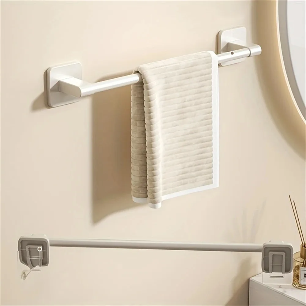 1 Piece Of Bathroom Facilities White Non-Perforated Wall-Mounted Bathroom Towel Bar Size 50cm Storage Rack Towel Rack image 5