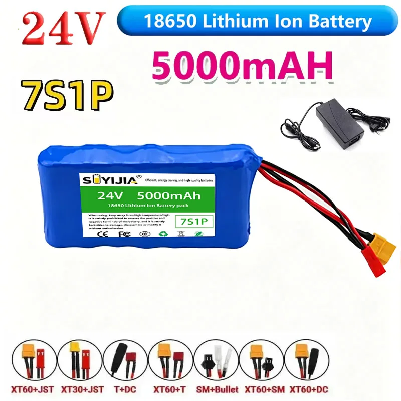 

24V Lithium-ion Scooter Battery 7S1P 5000mAh for Small Electric Unicycles Scooters Toys Built-in 18650 Battery