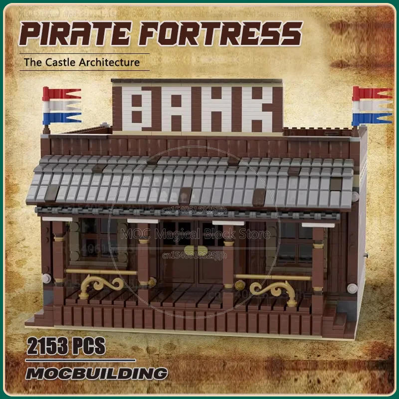 

Wild West Bank Moc, строительные блоки, городские модульные технологии, кирпичи, наборы моделей для сборки своими руками, креативная коллекция игрушек, подарок для детей