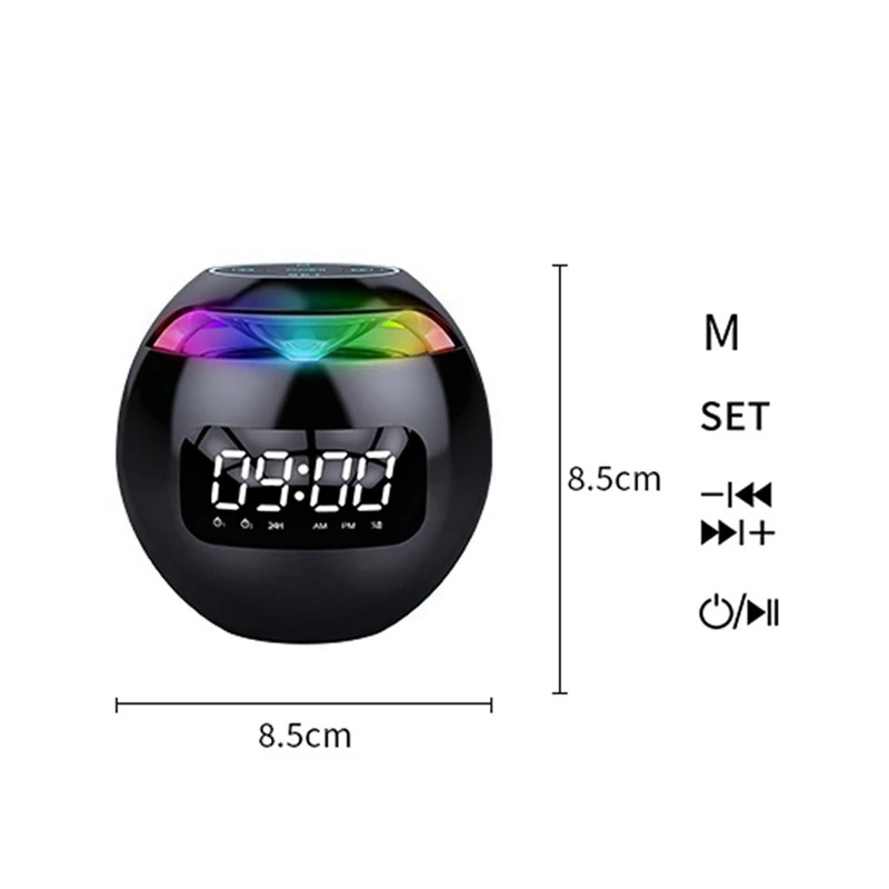 Mini Wekker Bluetooth Speaker Draadloze Klankkast Met Inductiekop Led Display Hifi Tf Kaart Muziekspeler