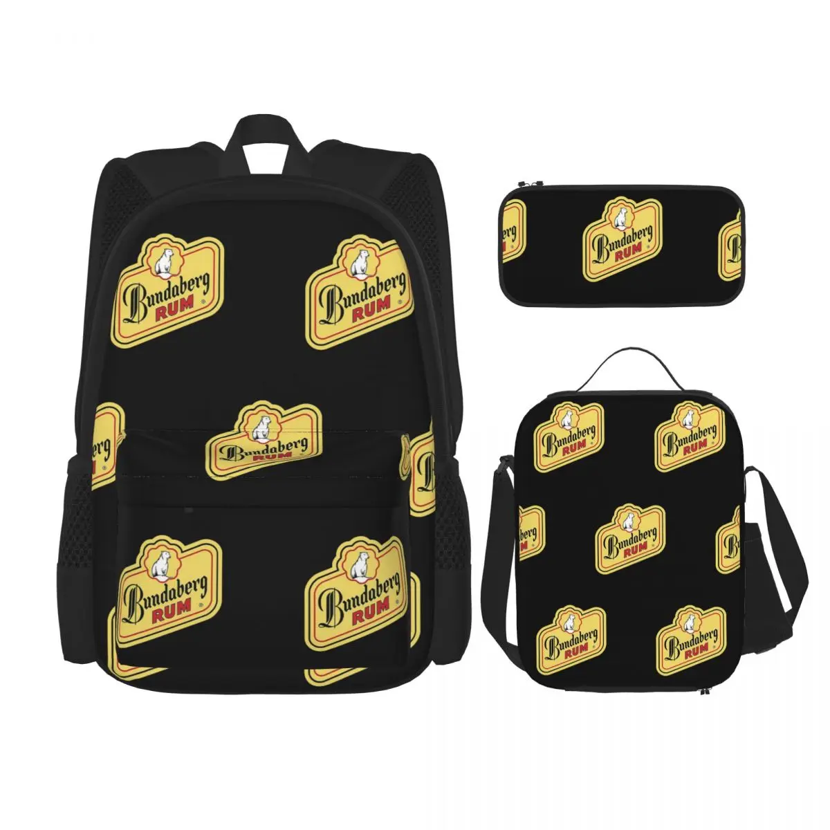 Bundaberg Rum Backpacks Boys Girls Bookbag School Bags Rucksack Lunch Bag Pen Bag Three-Piece Set