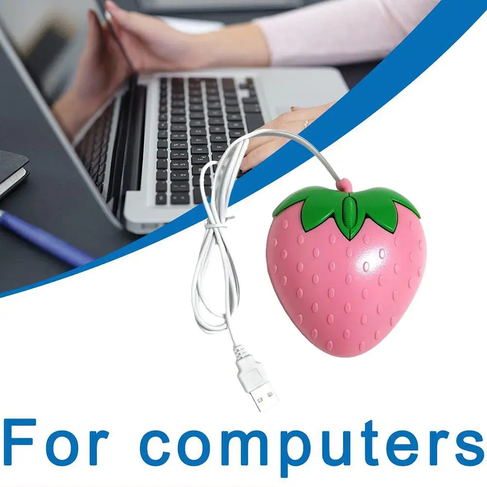 

3D Mini Cute Cartoon Strawberry Wired Mouse USB Optical Mice For Laptop Computer Gamer Girl Strawberry Computer Mouse Gamin N5R6