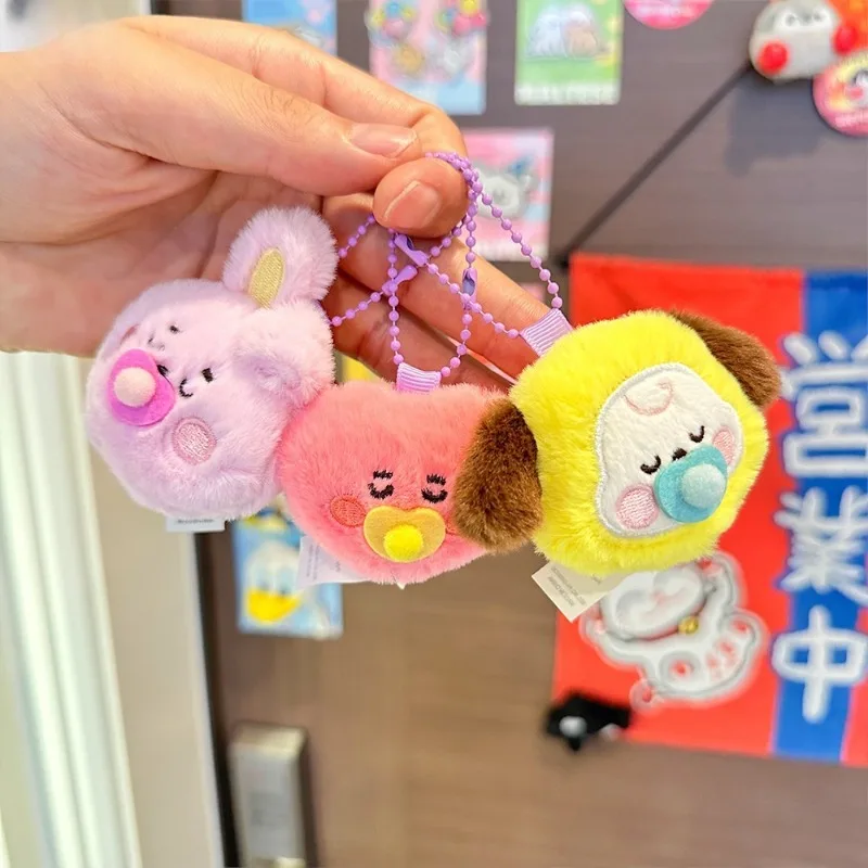 الكرتون Bt21 مصاصة الطفل النوم سلسلة كبير رئيس أفخم دمية قلادة صغيرة جديدة مانغ تاتا دمية فتاة حقيبة معلقة الديكور هدية