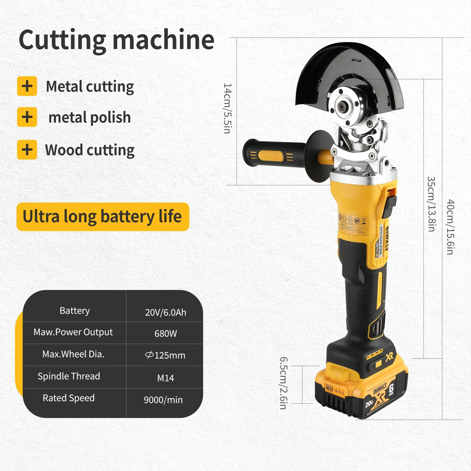 Dewalt DCG405FN 125MM amoladora angular sin escobillas inalámbrica 9000RPM máquina cortadora pulidora para baterías de litio