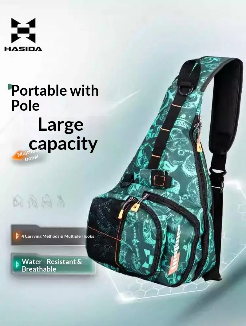 

Многофункциональная рыболовная сумка Hasida: водонепроницаемый рюкзак-слинг большой вместимости, поясная сумка для удилищ, для рыбалки на открытом воздухе