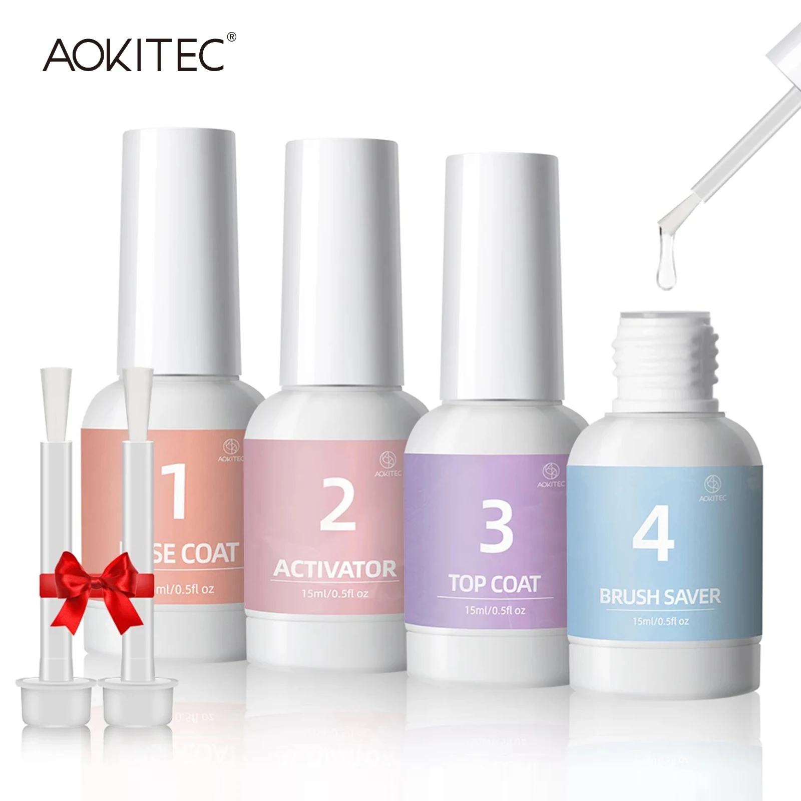 Aokitec Nagelgel Lijm Uitharding Voor Nagels 4 Stuks 15Ml Functie Gel Weken Van Nail Art Gel Vernis Basisgel