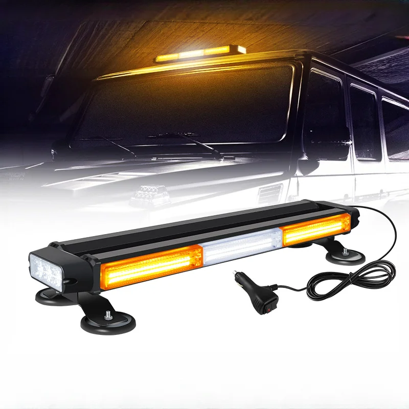 

Three-Section Cob Car Flash Warning Light Four-Side Strobe LED Roof Opening Light Magnet Ceiling Bumper Light