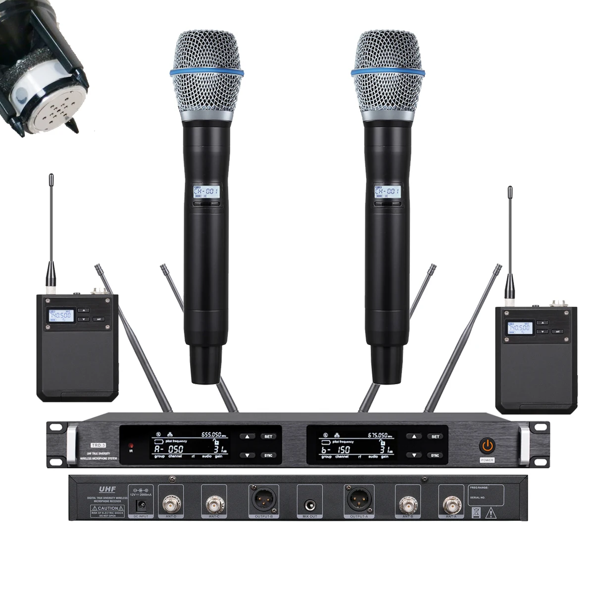 ULXD4D/KSM9 Dual Channel Wireless Microphone System Stage Performance AD4D/KSM8/Beta87 Headset Lavalier Condensor Mic