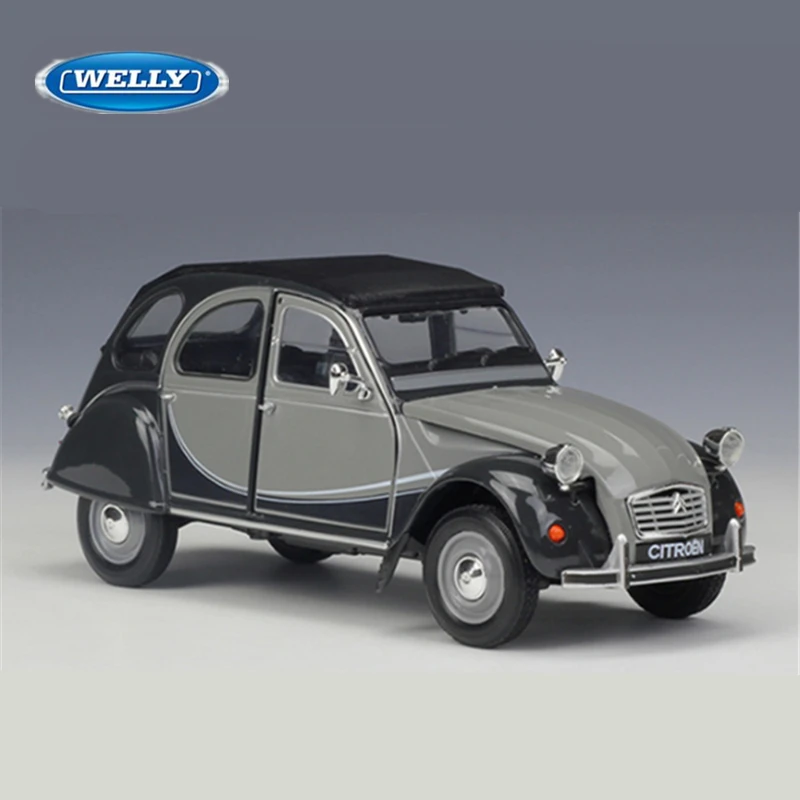 Welly 1:24 Citroen 2CV 6 Charleston Alloy Car Model Diecast Metal Classic Retro Car Vehicles Model Collection Childrens Toy Gift