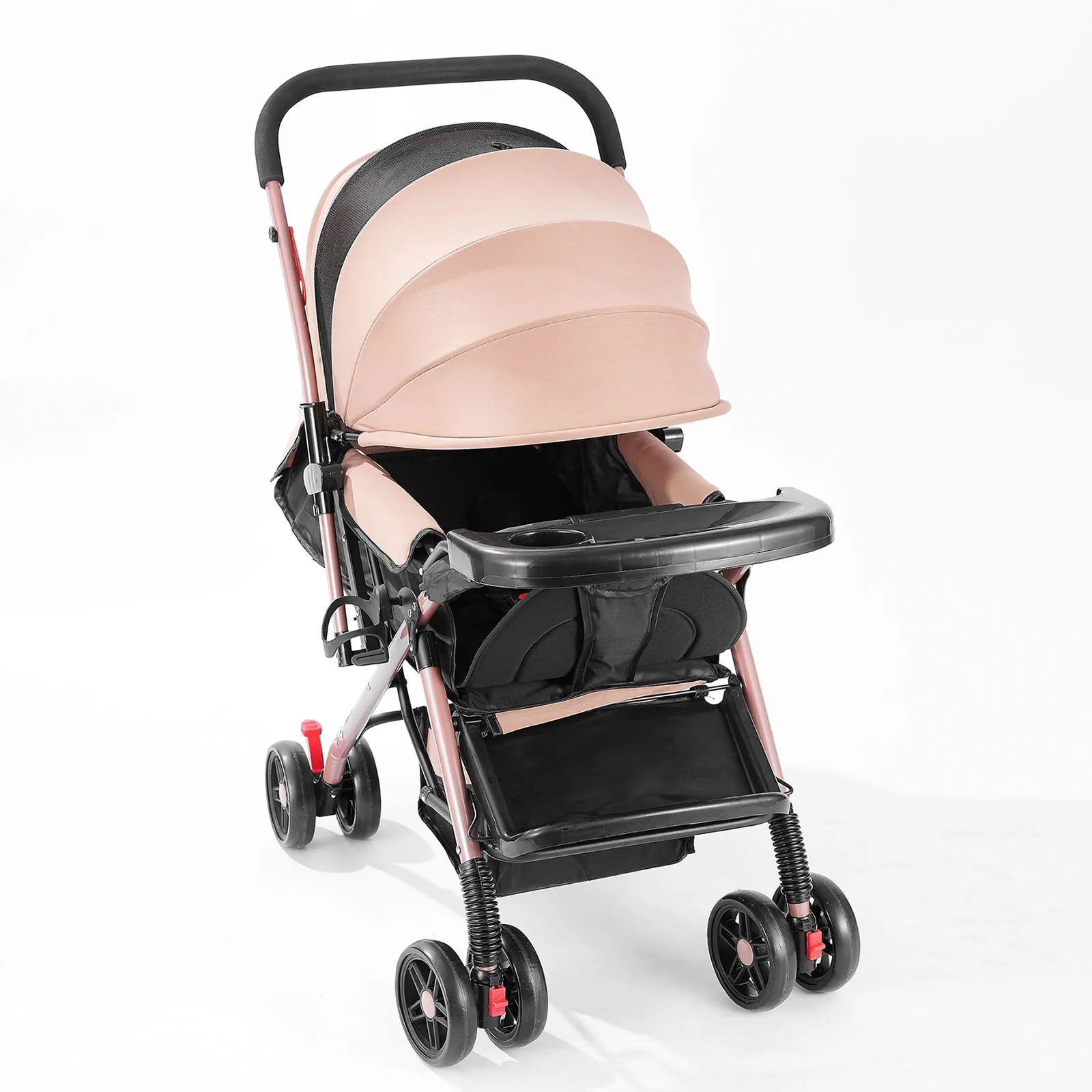 

Compact Infant Stroller Baby Pram Folding Lightweight Travel Pushchair With Adjustable Backrest Canopy Cup Holder Storage Basket