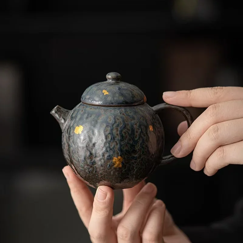 210ML Empty Zhai Pumpkin Pot Retro Old Rock Mud Handmade Tea Boiling Water Pottery Pot Household Foaming Coarse Pottery Tea Ware