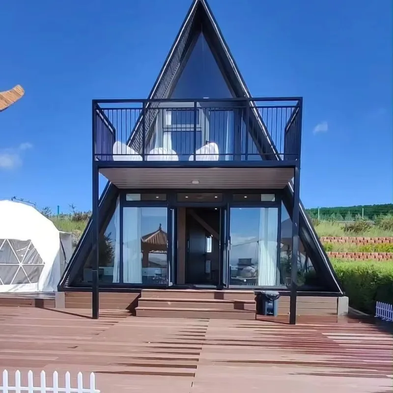 Customizable Worldwide Delivery A Frame Wooden Cabin Magic Bungalow Triangular Modular House