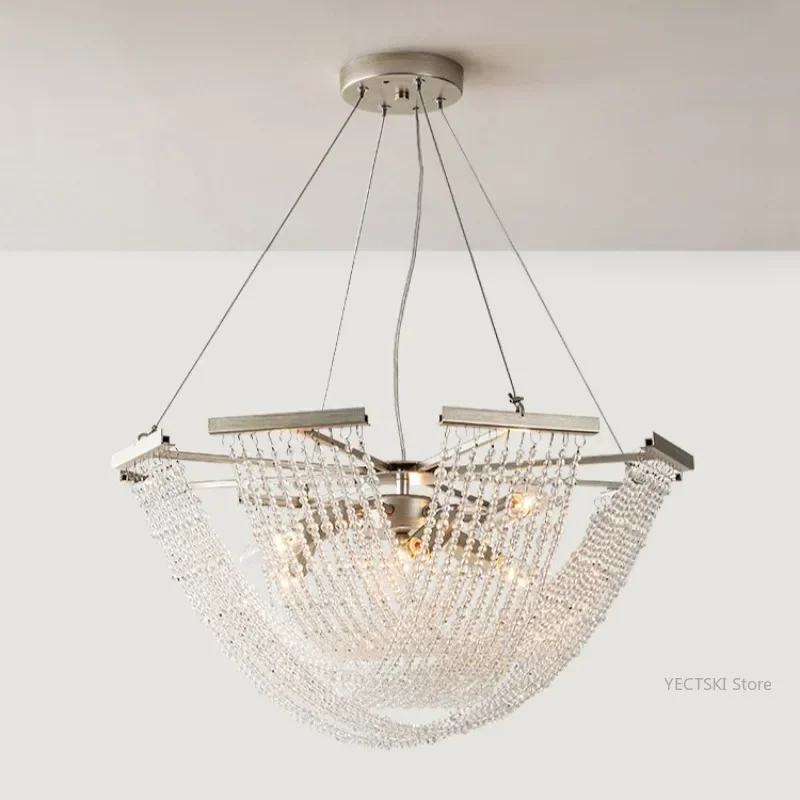 

GHJUYIOL Restaurant pendant light French luxury American crystal lighting Hong Kong style Italian creative bedroom light