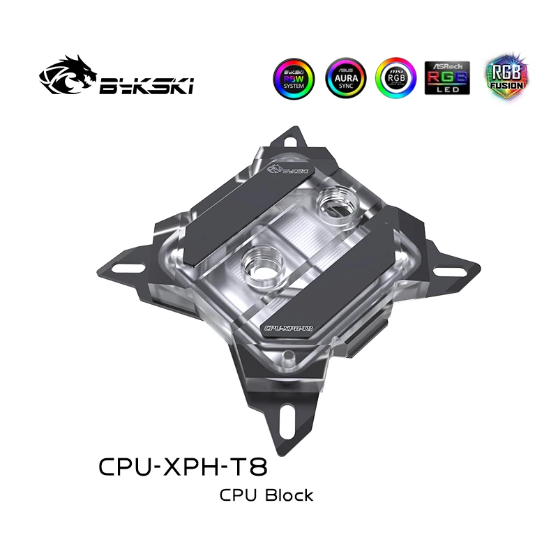 Bykski CPU-XPH-T8 cpu cooler processador de água refrigeração bloco água para intel i7 lga115x/2011/2066 rgb/rbw iluminação