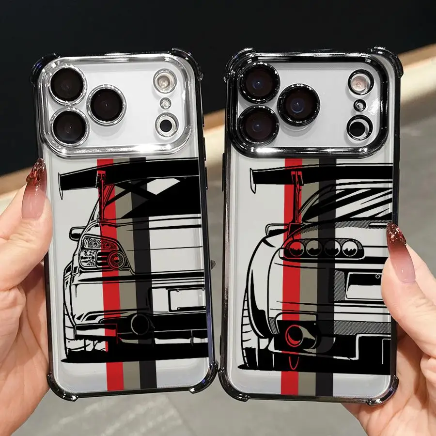 Case for iPhone 13 12 11 Pro Max 16 15 14 Plus 16e 17 Air Clear Cover Japanese Drift Car