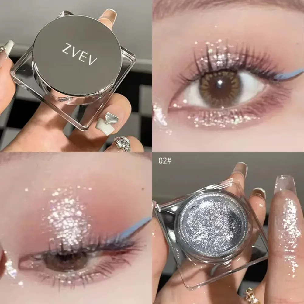 Trendy Glitter Punk Smoky Black Eyeshadow Gel Makeup Metallic Dark Silver Wet Eyes Shadow Palette Pearl Pigments Highlighter