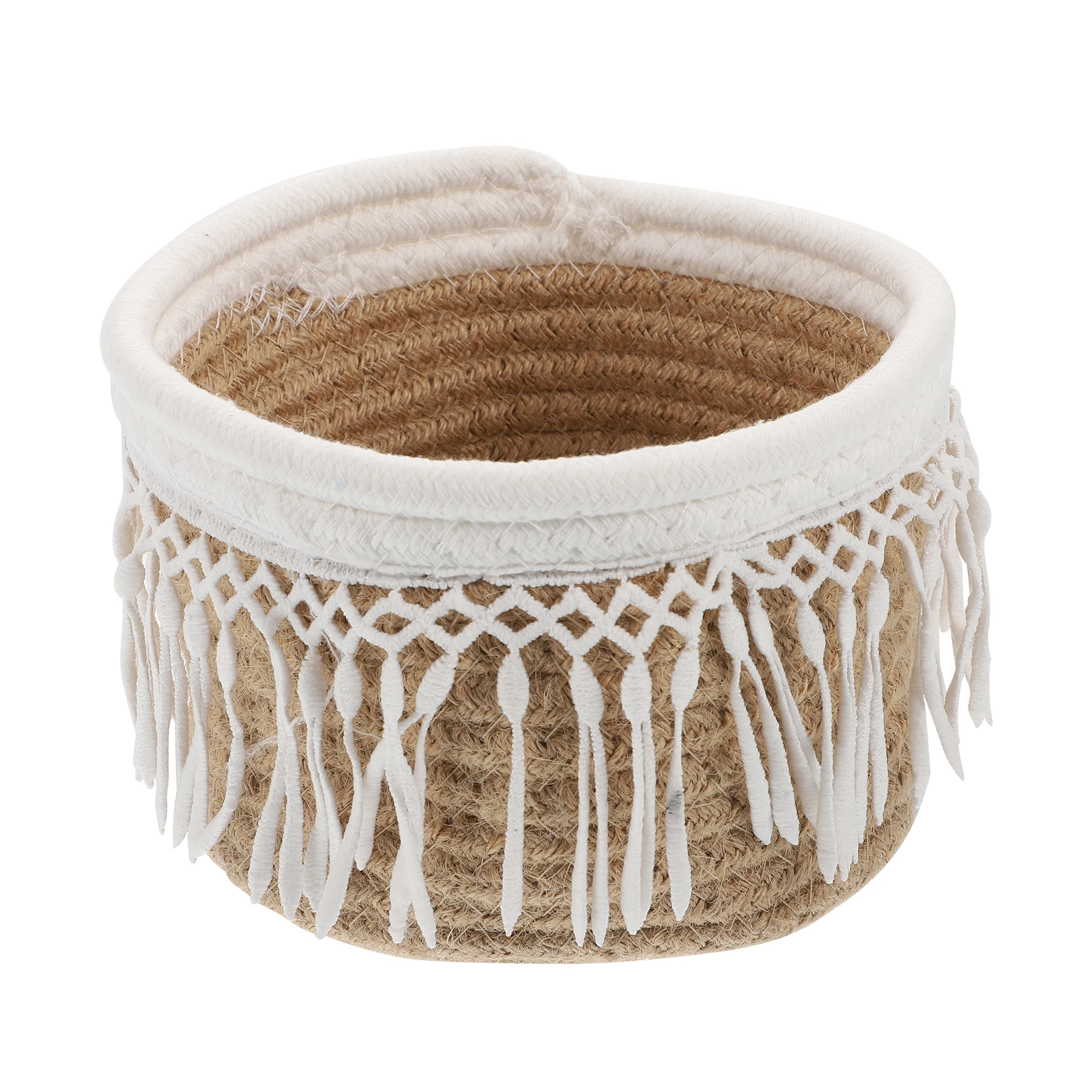 

Woven Storage Basket Cotton Rope White Desktop Organizer High Quality Non Deformable Home Decoration Matching Storage