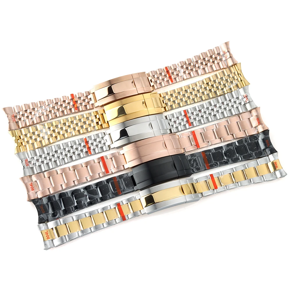 

Gold/Rose Gold NH35 Watch Parts 20mm Width Bracelet Solid Stainless Steel Brushed Polished Oyster Jubilee Presidential Bracelet