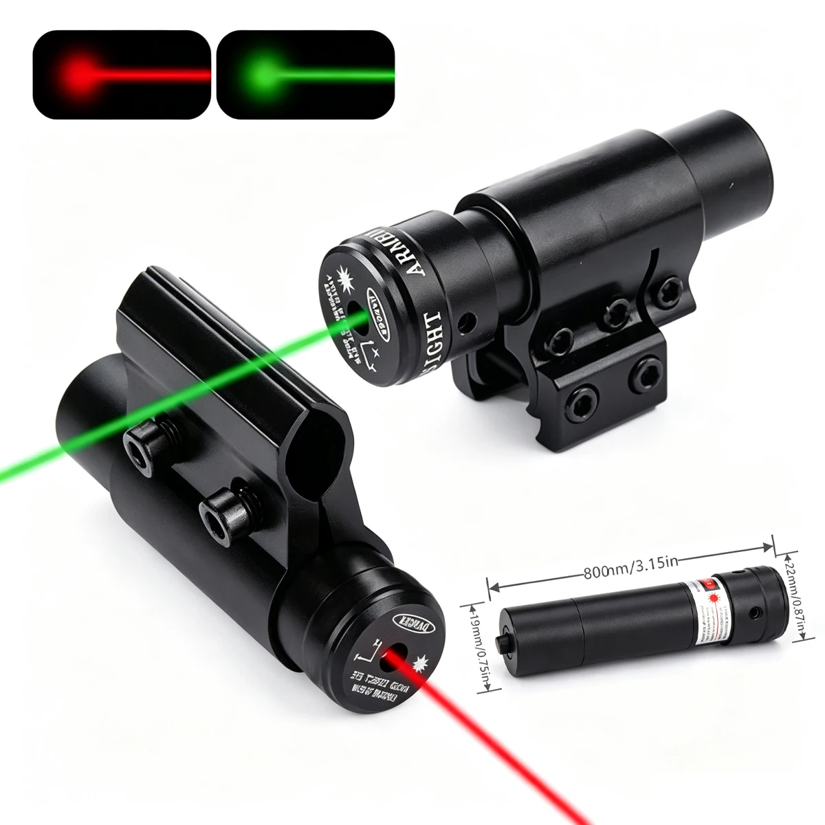 Tactical Red Green Dot Laser Sight Adjustable Laser Pointer With 11/20mm Rail Mount Base Outdoor Sports Auxiliary Positioning