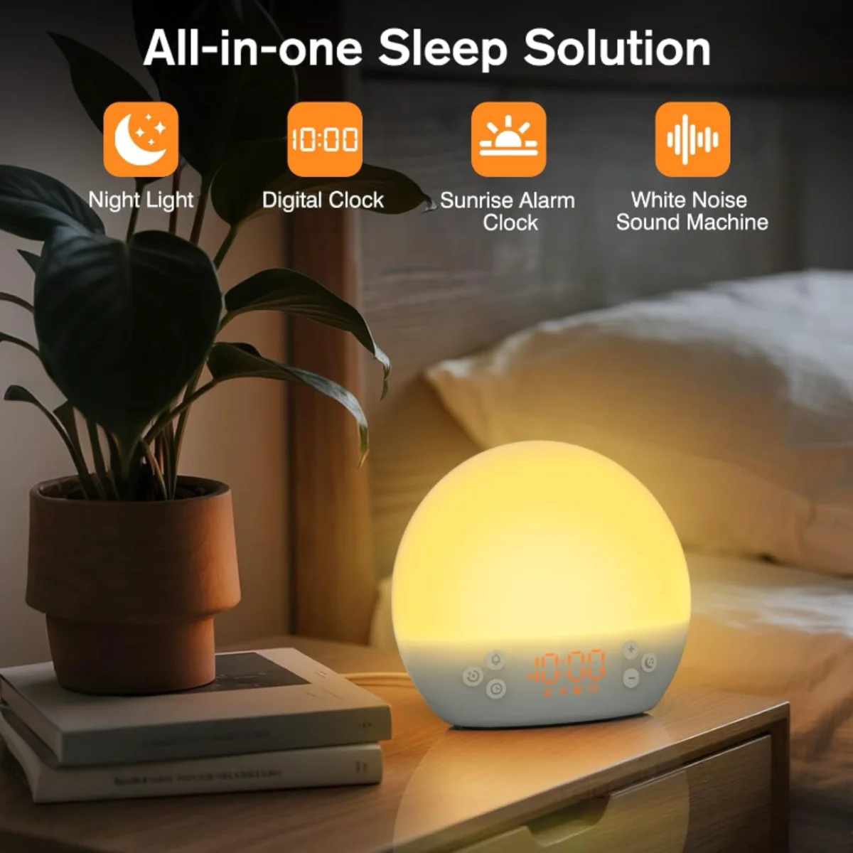 Sunrise Alarm Clock Dimmable LED Night Light ,White Noise Machine with 30 Soothing Sounds Wake Up Light for Heavy Sleepers Gift view 6