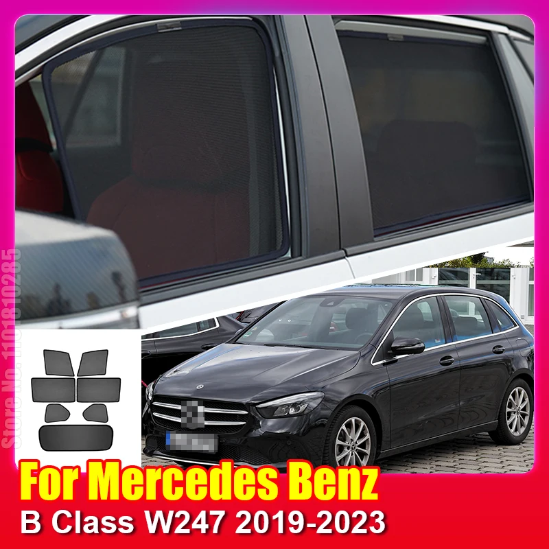 For Mercedes Benz B Class W247 2019-2023 Car Magnetic Sunshade Shield Front Windshield Curtain Rear Side Window Sun Shade Visor