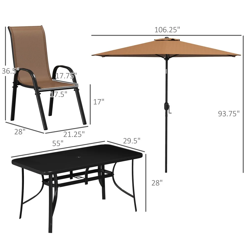 

Outdoor Dining Table and Chair Package with Umbrella