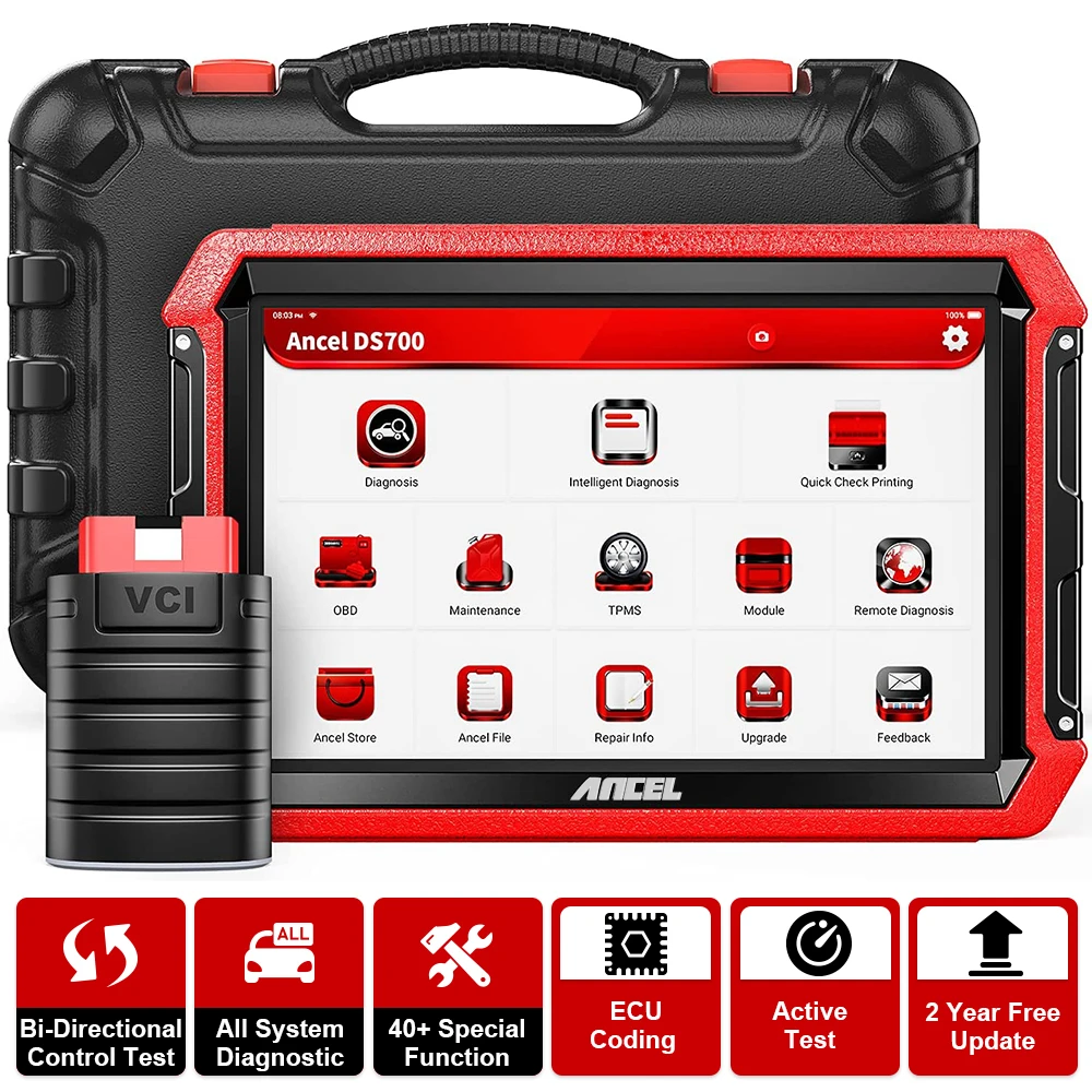 Ancel DS700 Professional Car Diagnostic Auto Tool Bi-directional TPMS Programming AUTO VIN Online ECU Coding OBD2 Scannner