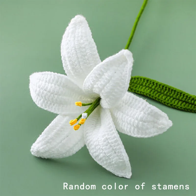 

Hand-Knitted Lily Crochet Bouquet - Artificial Flowers, Faux Flowers, Fake Flowers for Wedding Decorations, Home Table Decorate,