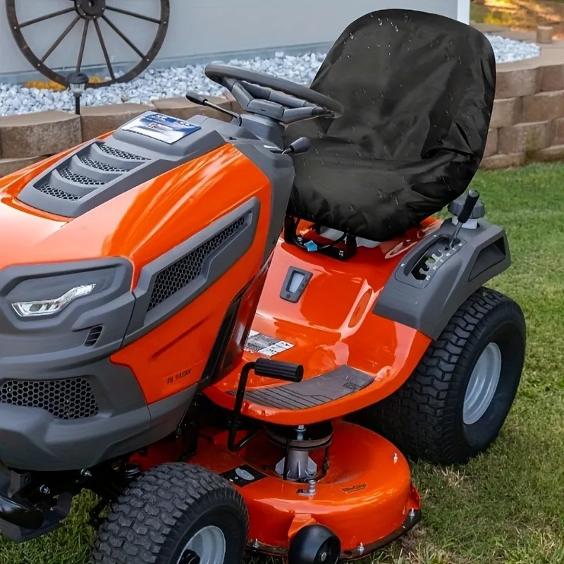 1 PC Heavy-Duty Tractor Seat Cover for Kubota Cadet Mahindra Riding Lawn Mowers - Black Polyester with Secure Drawstring Closure