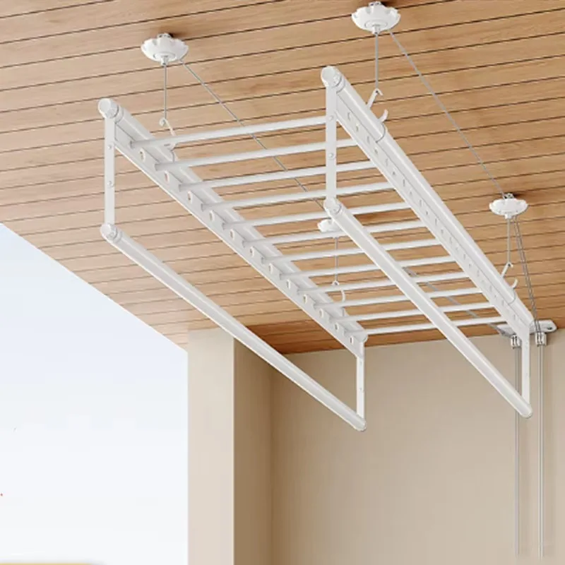 The adjustable height manual cloth drying rack is ideal for different clothing lengths