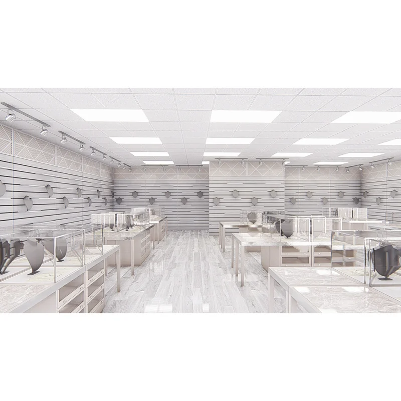 custom.Customizable White Color Jewelry Store Display Salon Style Top Counter with LED Lighting Fashion Design