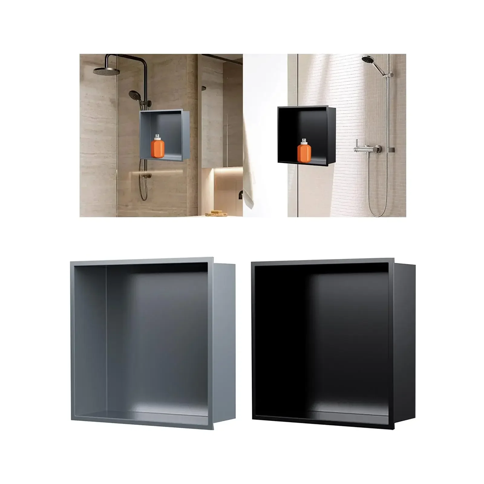 

Wall Niche Shower Recess Wall Cabinet Square Stainless Steel Wall Inserted Niche Bathroom Recessed Niche for Bathroom, Hotel