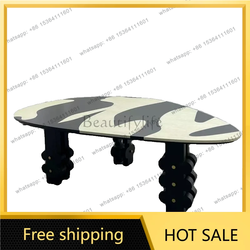 XX. Medieval retro solid wood home dining table Modern simple special-shaped negotiation table