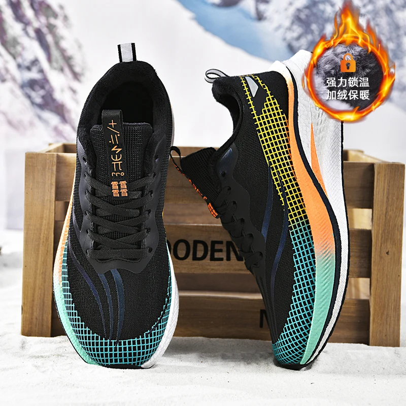 Thermal Men Sport Running Shoes Keep Warm Women Athletic Jogging Sneakers Comfortable Winter Snow Marathon Shoes