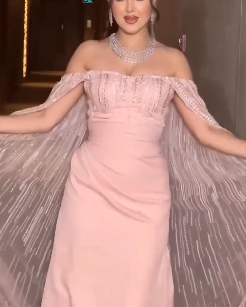 Customized Jiayigong Exquisite   Prom  Simple Off-the-shoulder A-line  es Paillette Bolero Open Back S Custom