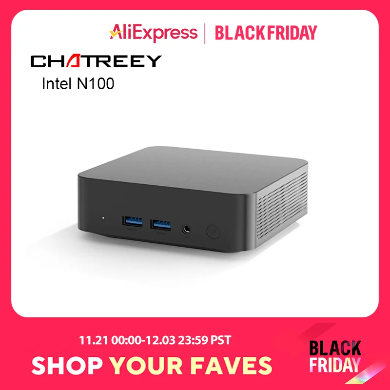 Chatreey T9 Mini PC Intel Alder Lake N100 Windows 11 Ultra Small Pocket Computer Dual SSD Full Function Type-C 4K 60Hz RGB