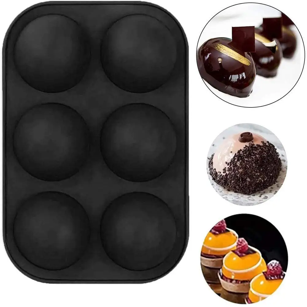 6-Loch Halbkugel-Schokoladenform, Silikonform für Schokoladenbomben, Bonbons, Pudding, Gelee, Eiscreme