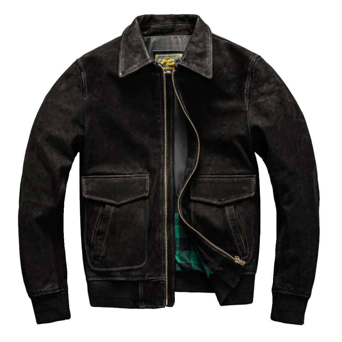 

Heavy water wash uncoated mixed breed top layer goat skin genuine leather jacket G1 flight suit jacket for men