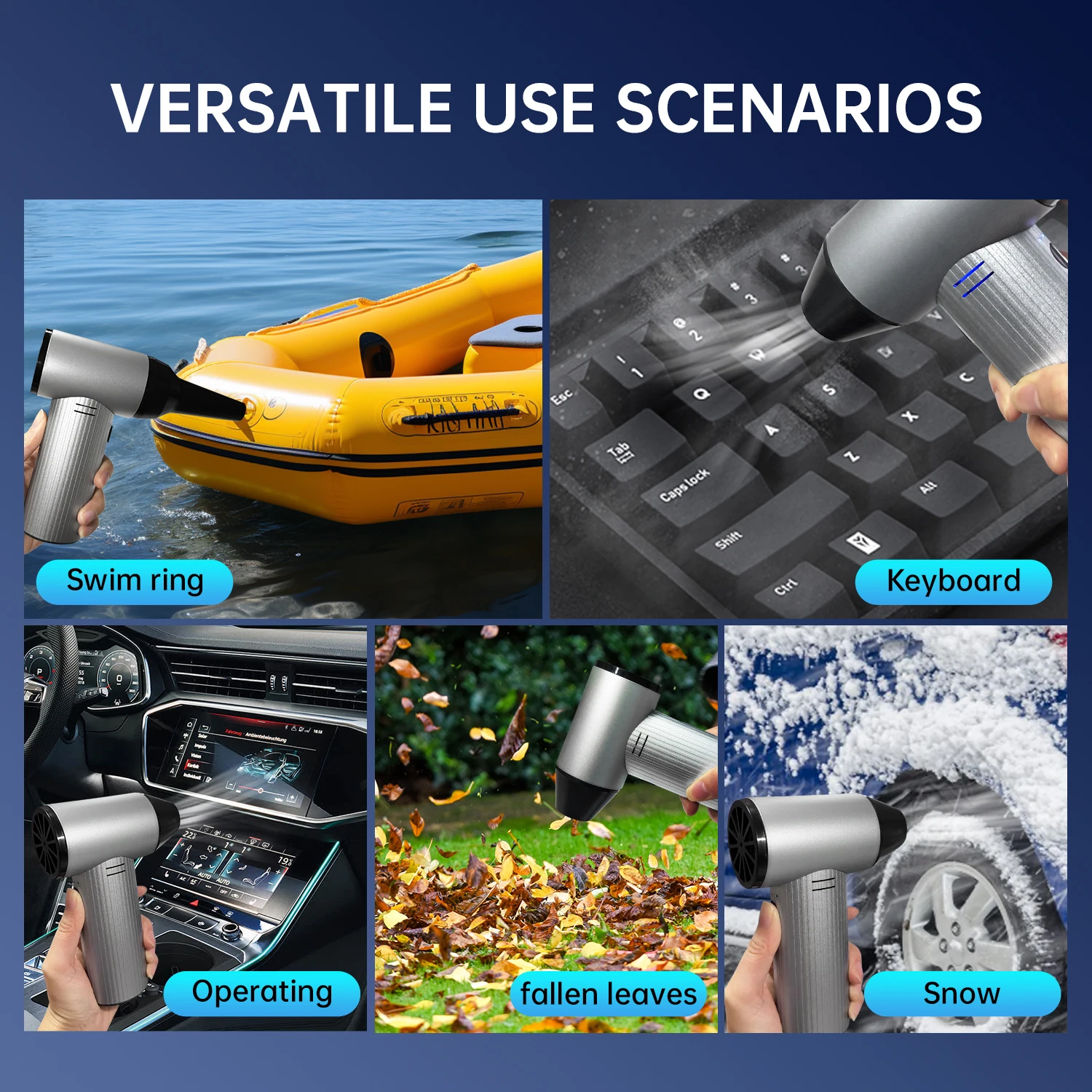 Mini Turbo Jet Fan Electric Air Duster with 3 Gear Adjustable 300000RPM Wind Speed 45m/s Car Computer Cleaning Blower Tool