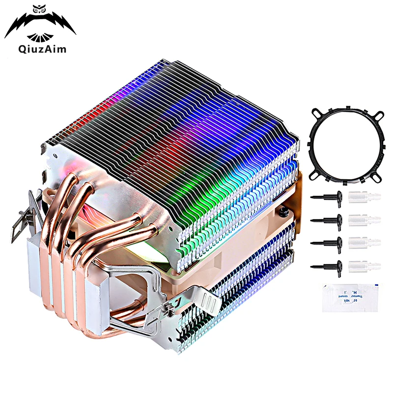 

QiuzAim CPU Air-cooled Processor Heatsink PC Cooler Fan Twin Towers 4 Heat Pipe Installing LGA115x 1200 1700 1366 AM3 AM4 AMD