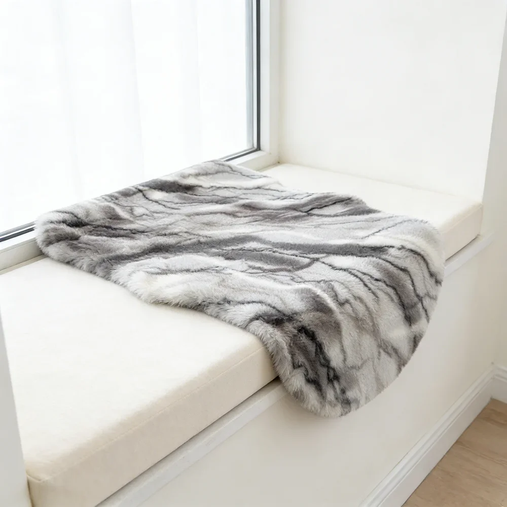 Soft Faux Rabbit Fur Chair Cushion Luxury Seat Pad Smooth Plush Sofa Seat Mats For Living Room Home Decor Kids Bedhead Carpet