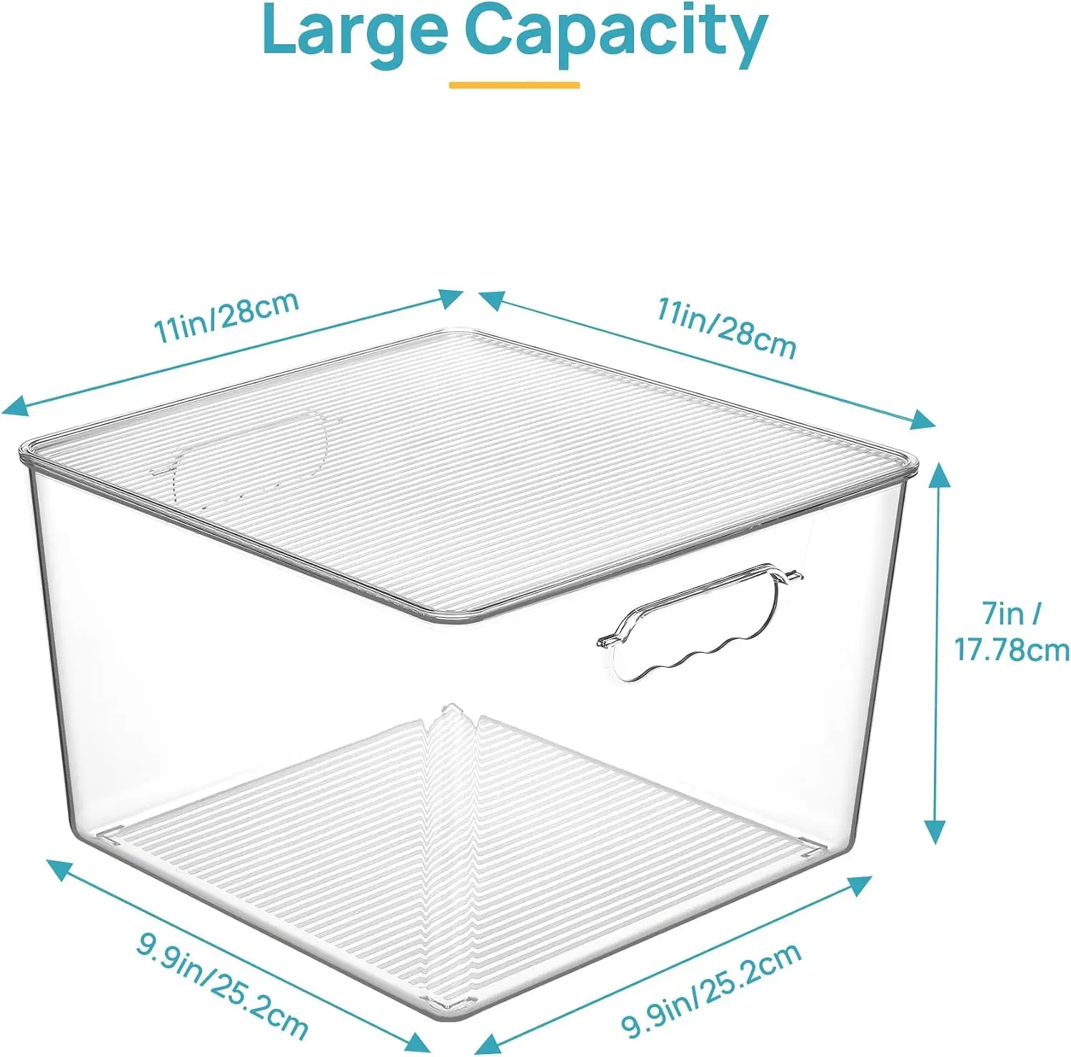 8 Pack Extra Large Clear Stackable Storage Bins with Lids, 11inch Organizer Bins with Handle for Onions and Potatoes, Plastic