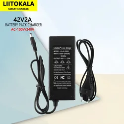 LiitoKala 10S 36V 2A 18650 charger Output 42V 2A Charger Input Lithium Li-ion Li-poly Charger For 10Series 36V Electric Bike